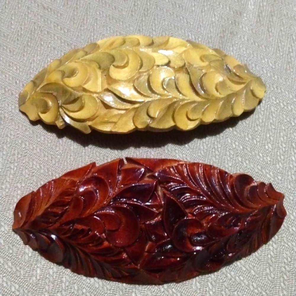 Hand Carved Linden Wood Barrettes
